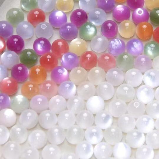 【C8】Photochromic Cat Eye Crystal Beads, One spoon contains 10 pieces. Light Sensitive Color Changing Loose Beads for DIY Bracelet Necklace Jewelry Making