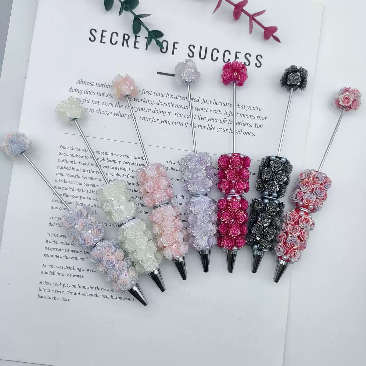 【D1】Handmade 3D Rose Beadable Pen