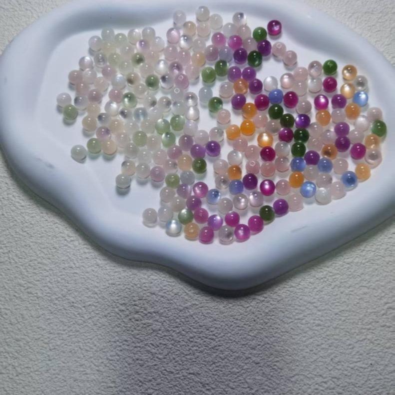 【C8】Photochromic Cat Eye Crystal Beads, One spoon contains 10 pieces. Light Sensitive Color Changing Loose Beads for DIY Bracelet Necklace Jewelry Making