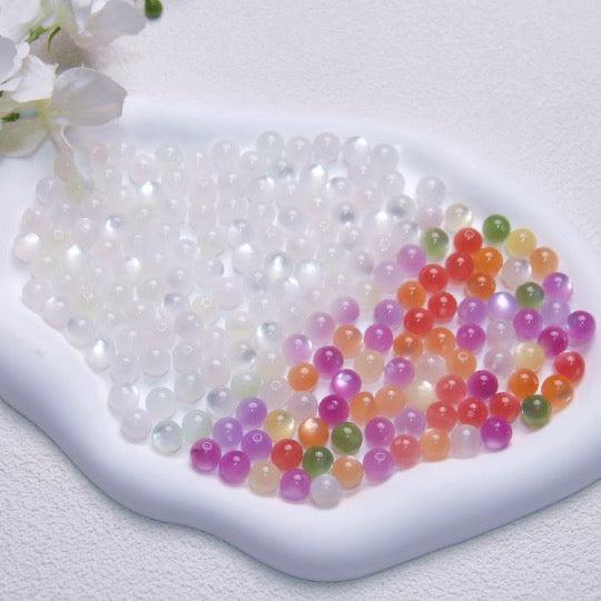 【C8】Photochromic Cat Eye Crystal Beads, One spoon contains 10 pieces. Light Sensitive Color Changing Loose Beads for DIY Bracelet Necklace Jewelry Making