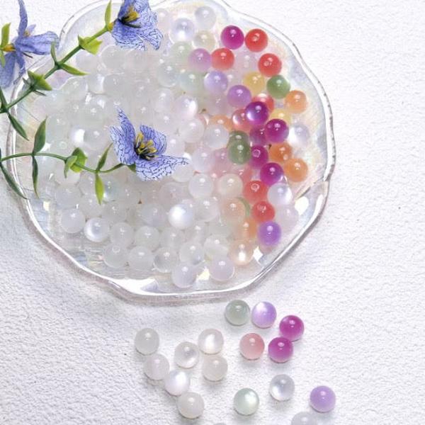 【C8】Photochromic Cat Eye Crystal Beads, One spoon contains 10 pieces. Light Sensitive Color Changing Loose Beads for DIY Bracelet Necklace Jewelry Making